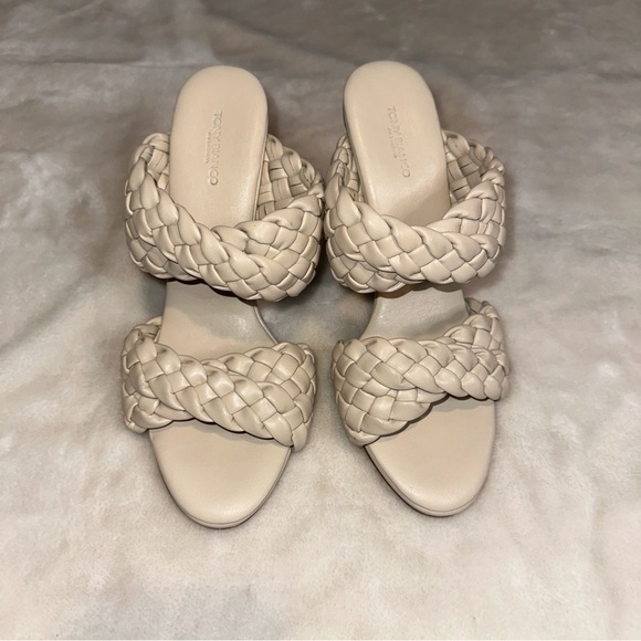 Tony Bianco Nude Leather Woven Heels Size 8.5 - Picture 3 of 12